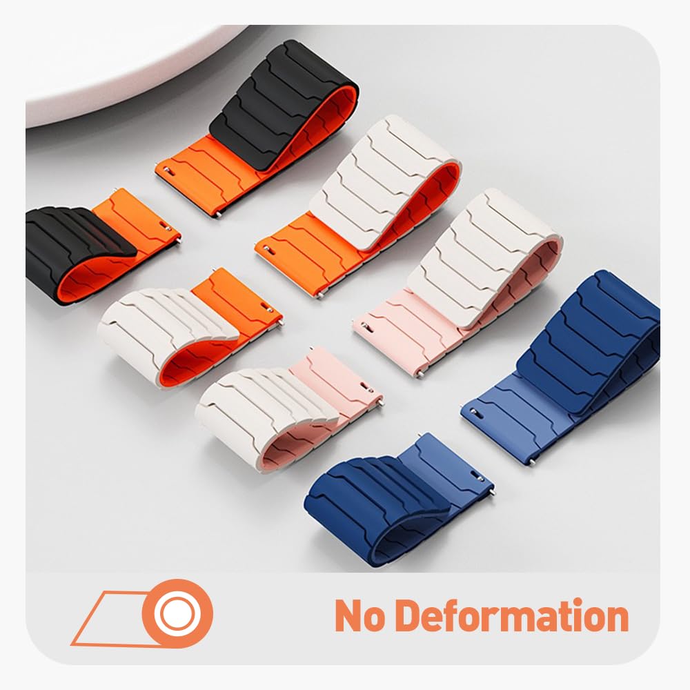 LYSANDRA 20mm, 22mm Magnetic Watchband Compatible with Moto Watch 120 Band, Silicone Sport Strong Magnet Strap for 70, 100, 120, 360 3rd Gen 2020 Smartwatch (Black, for 22mm size band)
