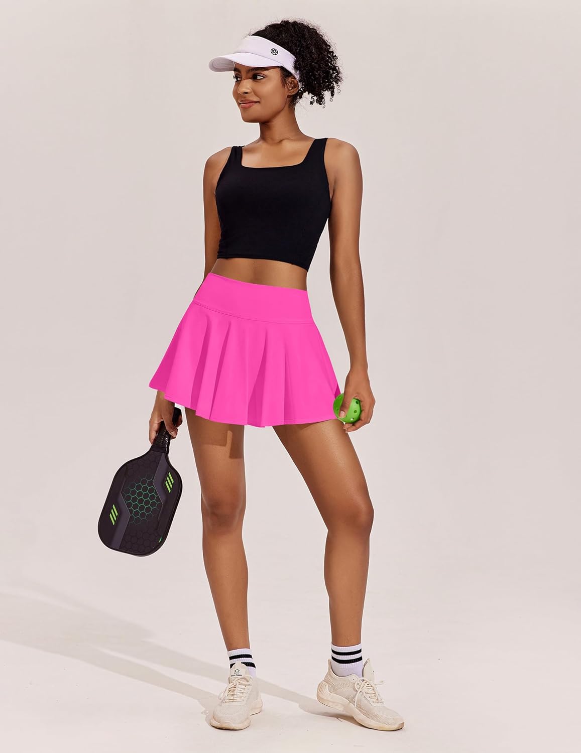 PINSPARK Women's Tennis Skirt - Pleated High-Waisted Golf Skort with Pockets for Workout & Pickleball