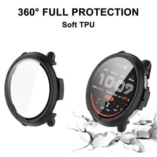 HXFRTYU 8 Pack Case for Amazfit Active 2 Screen Protector, Hard PC Bumper Overall Protective Tempered Glass Cover Accessories for Amazfit Active 2 SmartWatch Clear