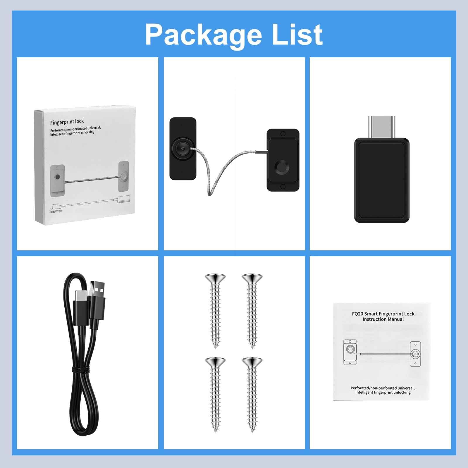 Larimuer Fingerprint Fridge Lock - Child & Pet Proof Security for Drawers, Cabinets, Ovens, Toilet | Smart Biometric& USB Key | Easy Install | Quick Unlock (Black, 1 Pcs)