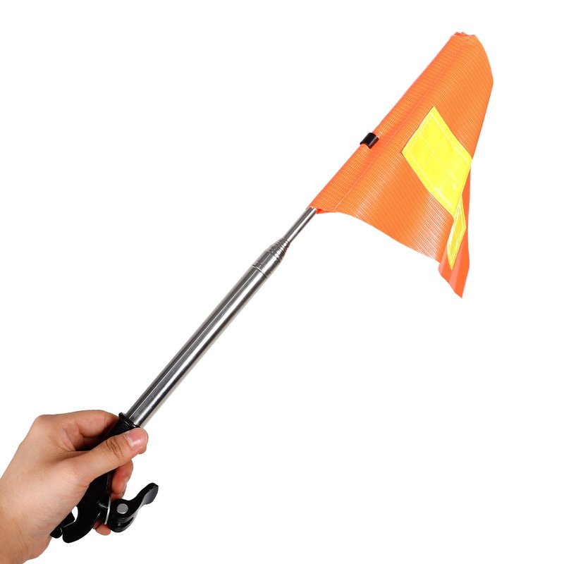 OUNONA Reflective Golf Cart Safety Flag Telescopic Triangle Flag Pole Adjustable for Wheelchair Mobility Scooter High Visibility Safety 20.47X11.81 Inches