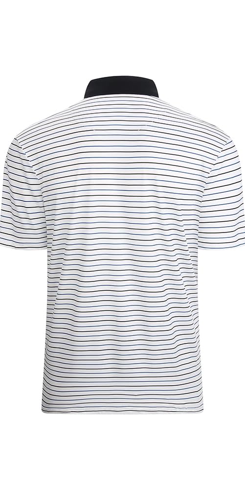 Esabel.C Golf Shirts for Men Striped Dry Fit Performance Active Polo Shirts Short Sleeve Moisture Wicking,11079White/Balck,XL