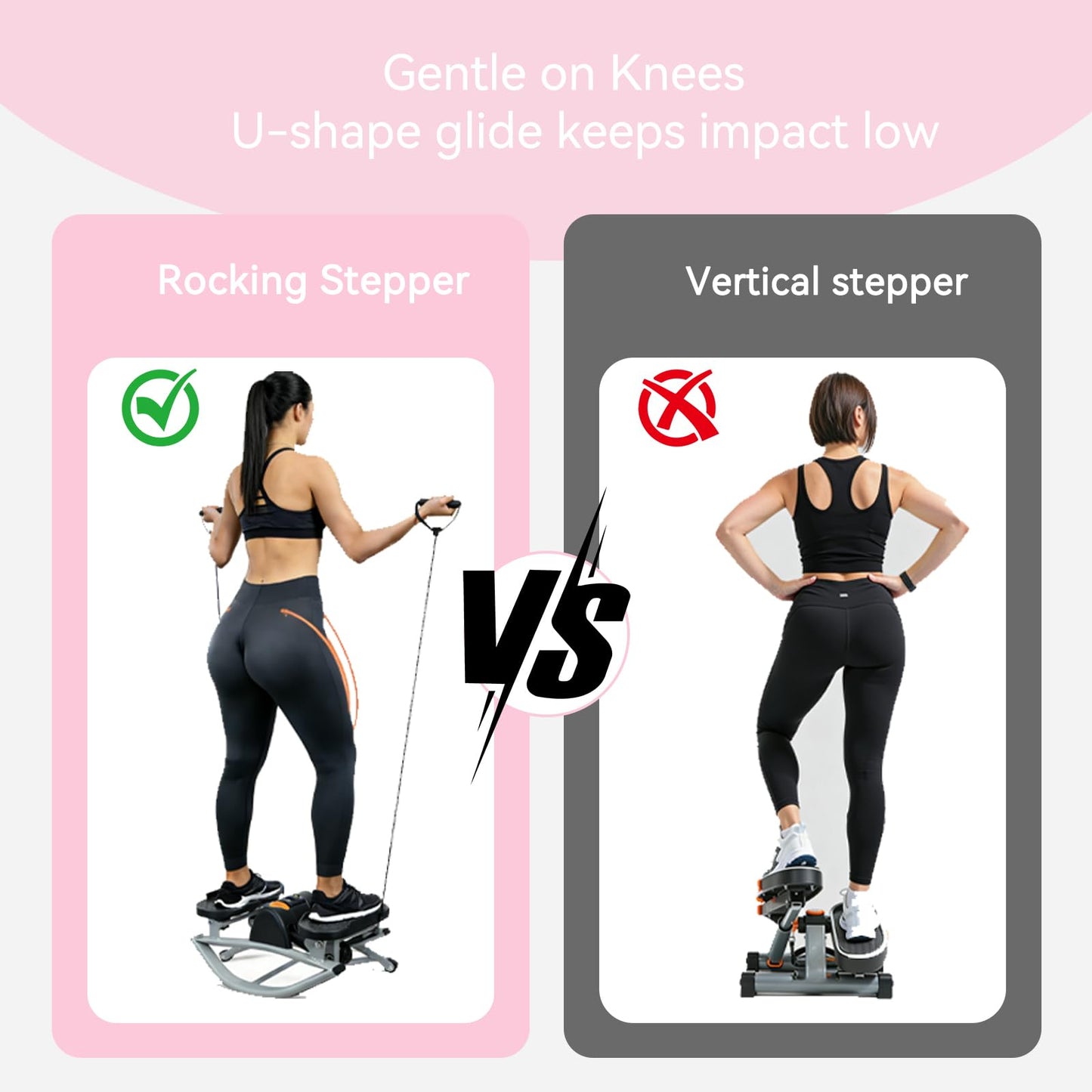 Rock Stepper with Resistance Bands - Ultra-Quiet Hydraulic Lateral Stepper, Fully Assembled Side to Side Step Rocker for Home Office, 250LBS Capacity