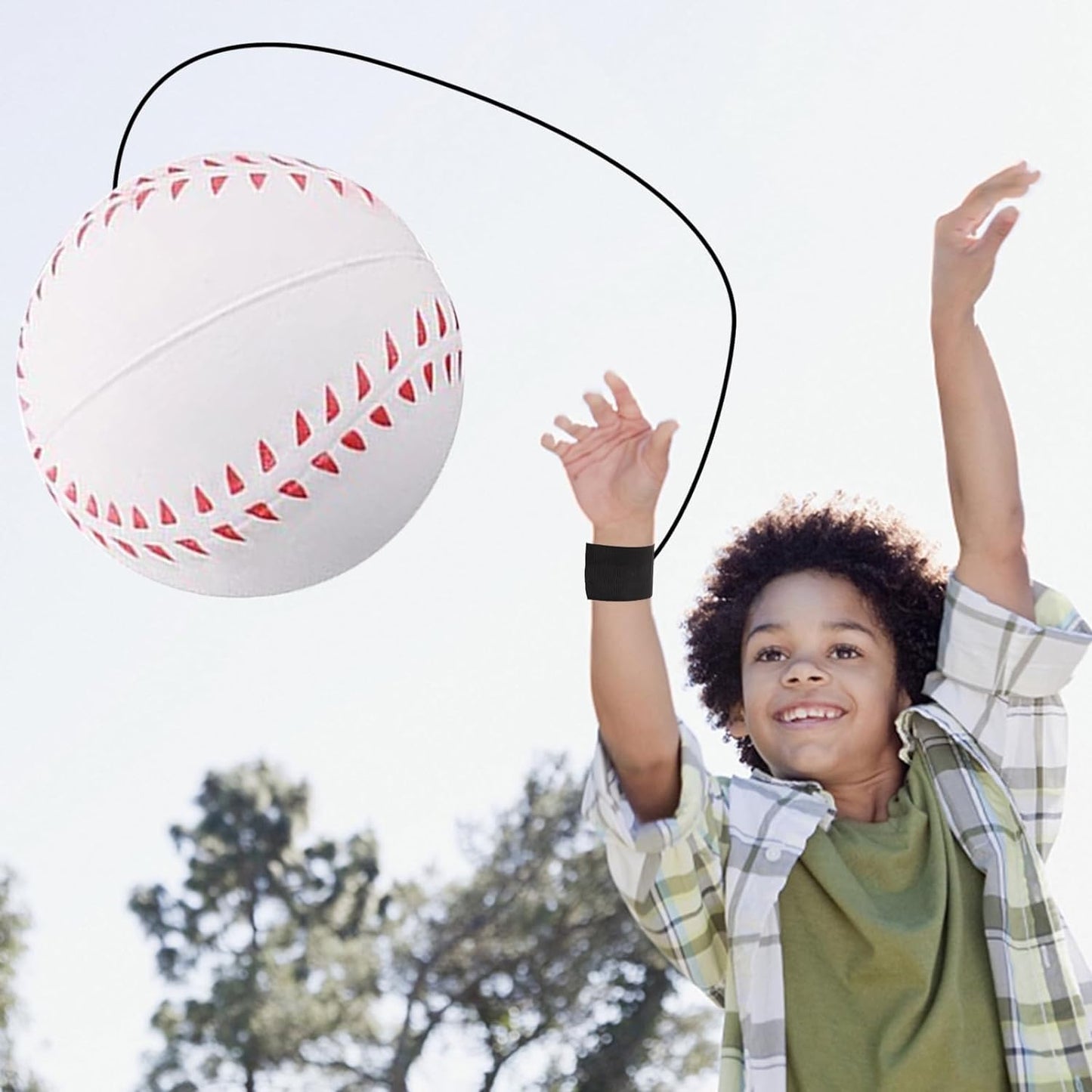 Junfamilee White Wrist Return Ball Rubber Sport Ball with Wrist Strap and String | Rebound Sports Bouncy, Wrist Rebound Toy on Elastic String Toy for Teens Adults Exercise Play