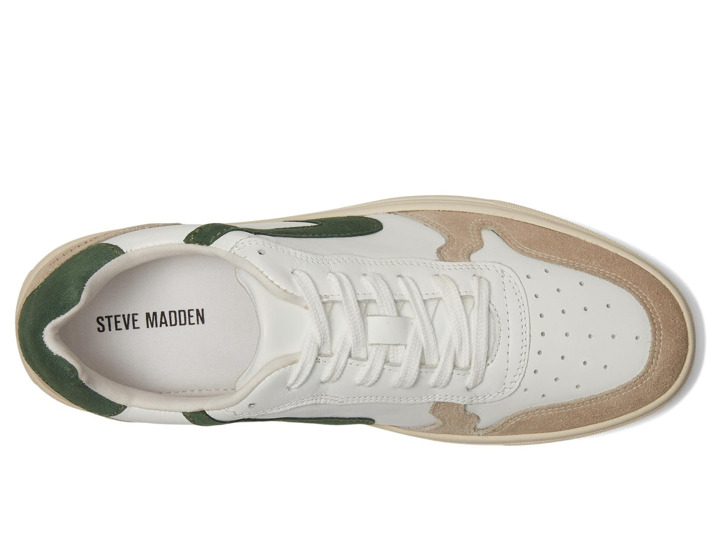 Steve Madden Men's Centre, White/Green Leather, 7 Medium
