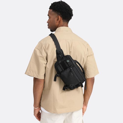 LPPJY Sling Backpack Crossbody Sling Bag Chest Bag Daypack Fanny Pack For Men Women Waterproof Casual Pack Sling Bag for Tactical Outdoors Hiking Traveling Running Sport Work (Black-Camo)