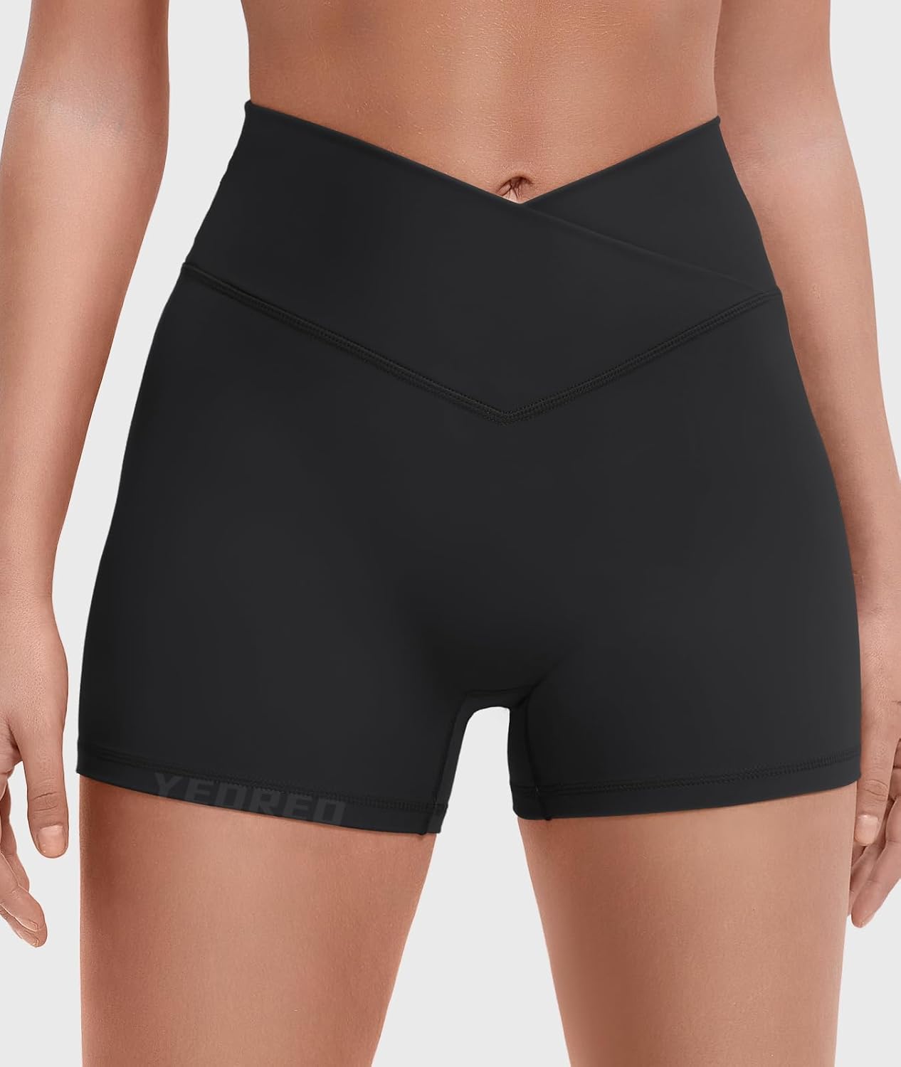 YEOREO Women's High Waisted Gym Workout Shorts - Tummy Control & Hidden Scrunch | 4.5" Booty Fit