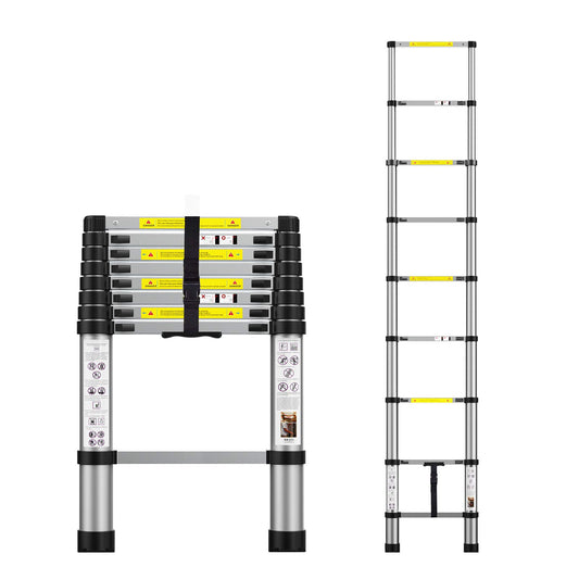 Telescoping Extension Ladder 8.5FT, Aluminum Telescopic Ladders with Carry Bag for Outdoor Indoor Use