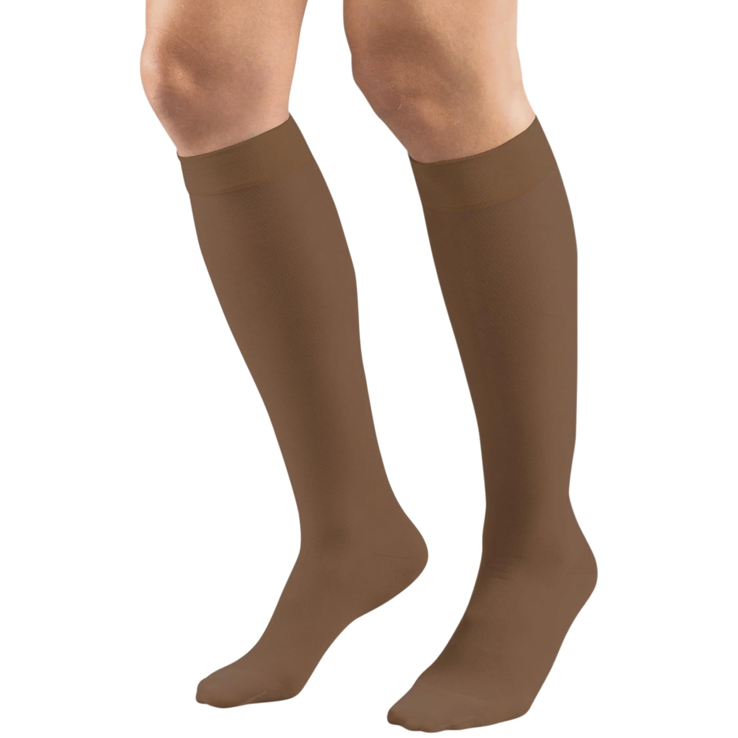 Truform Sheer Compression Stockings, 15-20 mmHg, Women's Knee High Length, 20 Denier, Espresso, Medium