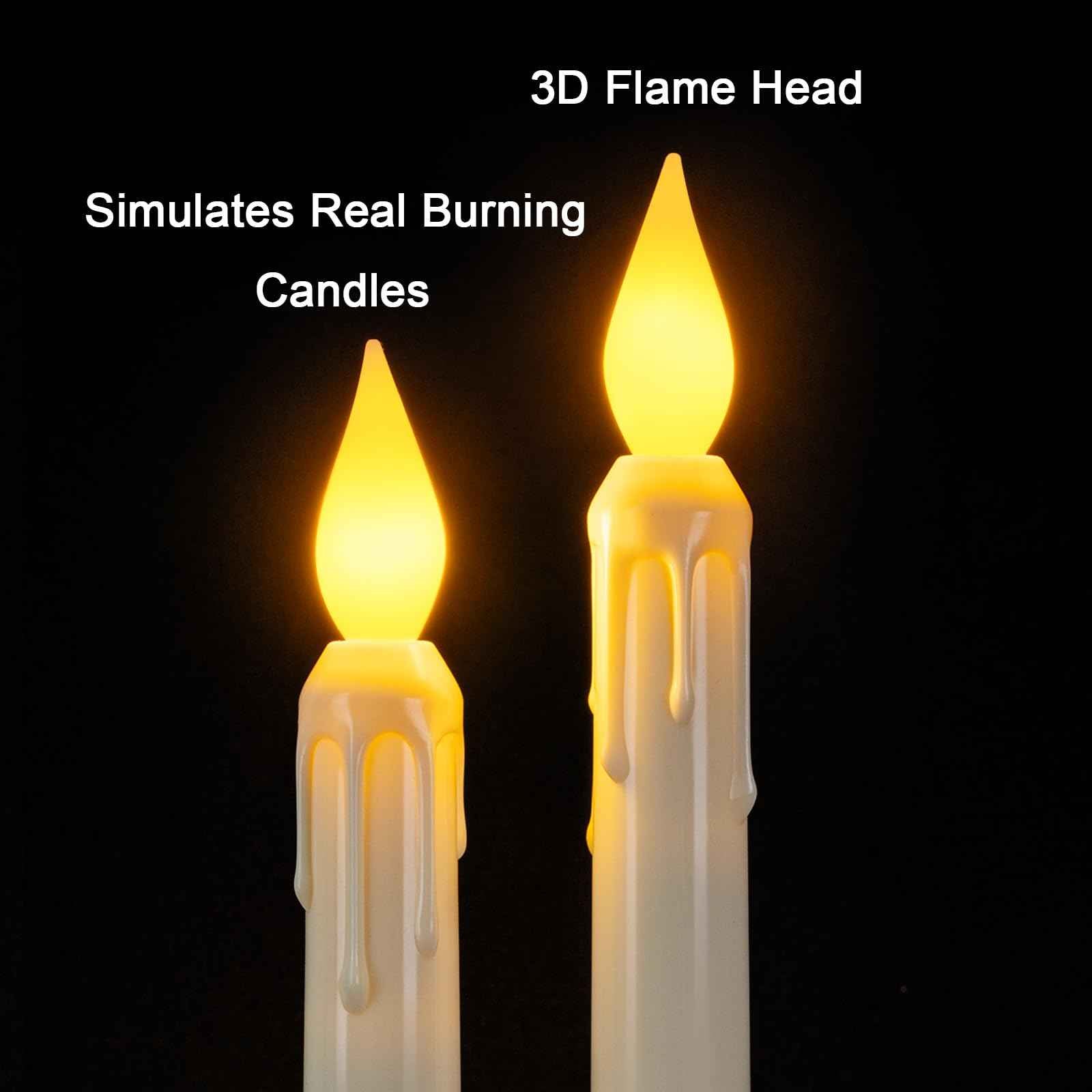 Meigic 6 Pcs Sensor Dawn to Dusk Window Candles, Flickering Battery Candles for Windows, Ultra Bright Fake Candle Lights with Suction Cup, Led Candlesticks for Xmas Home Decor, Warm Yellow Light