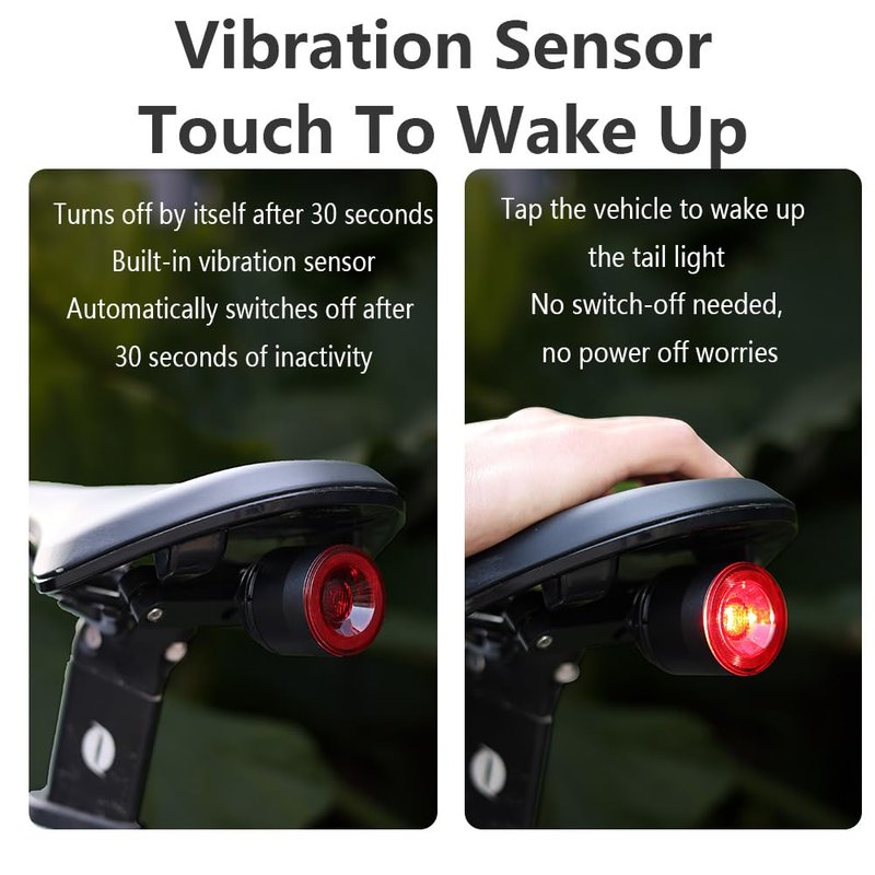 Smart Bike Tail Lights, Rechargeable Bike Lights for Night Riding, Waterproof IP66 Rear Bicycle Light Auto On/Off & Long Standby, Wireless Bicycle Taillights Waterproof IP66 Bike Accessories