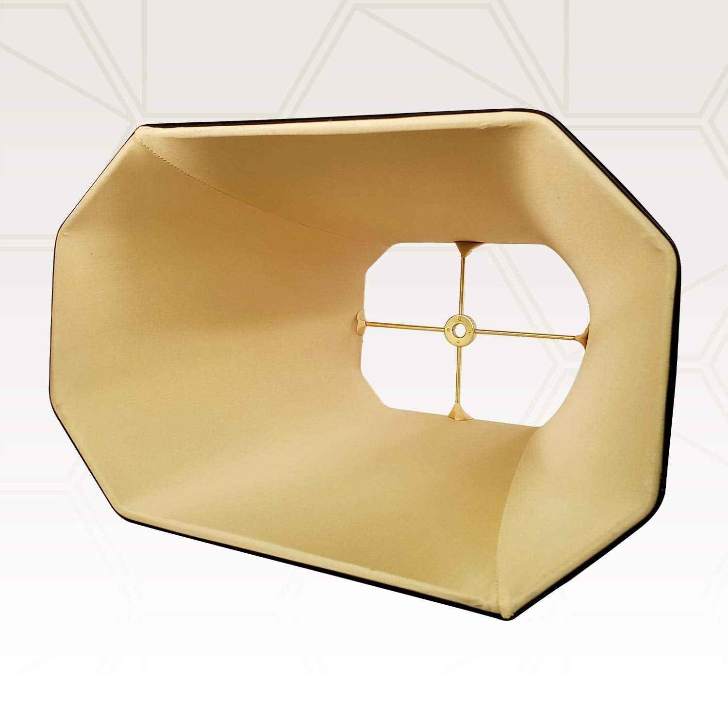 Royal Designs, Inc. BSO-710-14BLK Rectangle Cut Corner Basic Lamp Shade, 8 x 14 x 10.5, Black with Gold