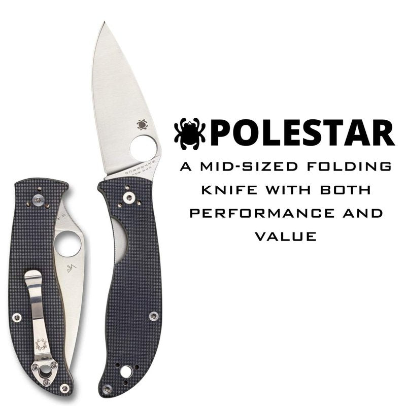 Spyderco Polestar Value Folding Utility Knife with 3.33" CTS BD1 Stainless Steel Blade and Durable Gray G-10 Handle - PlainEdge - C220GPGY