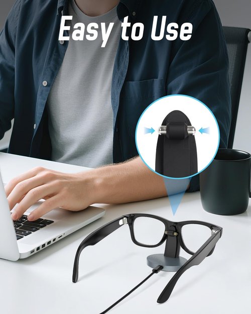Charging Stand Compatible with Ray-Ban Meta Wayfarer, Headliner and Skyler Smart-Glassers, Charging Station with USB Type C Charging Cable for Ray-Ban Meta 2