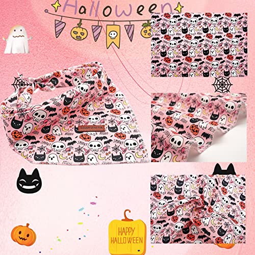 Halloween Pumpkin Dog Bandana - Washable Cotton Kerchief - Small, Halloween