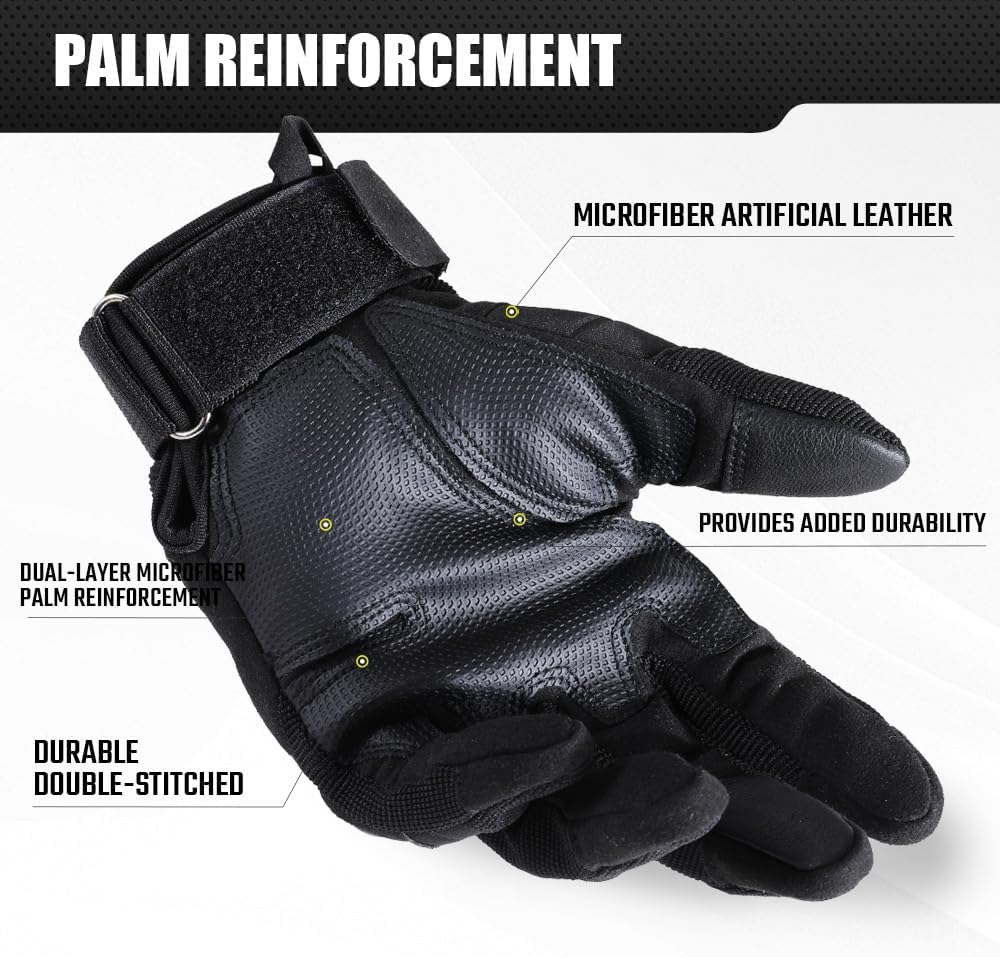 Skiennix Motorcycle Tactical Gloves - Touchscreen, Hard Shell & Palm Padding for Outdoor Sports