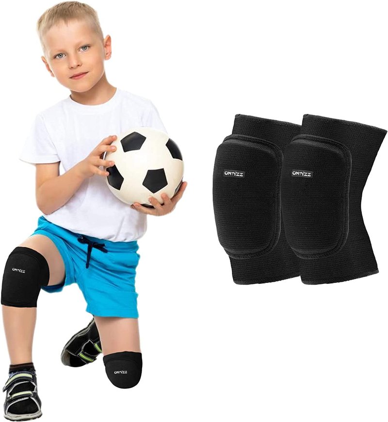 ONTYZZ Kids Knee Pads with Thicken Sponge Padding, Breathable Stretchy Knee Pad for Child Girls Boys, Soft Knee Pads for Dancing Skating Football Mountaineering Cycling Black/S