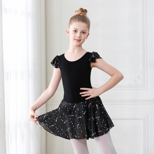 DIPUG Girls Ballet Leotards - Shiny Toddler Dance Dress with Ruffle Sleeves | Perfect for Recitals