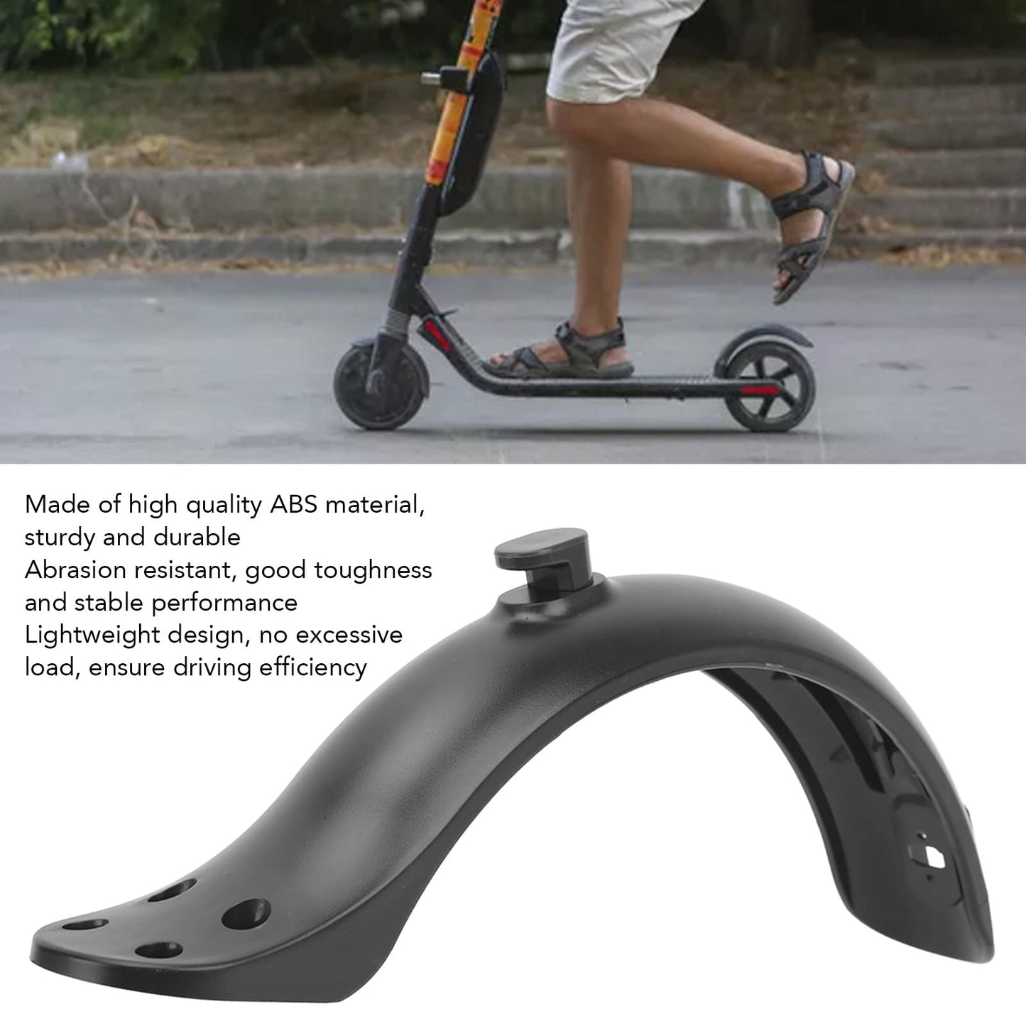 Odorkle Electric Scooter Mudguard, 4 Hole Scooter Rear Black MudguardProof Mudguard Support Replacement for Neat Driving, Odorklepw3ae2dx7b