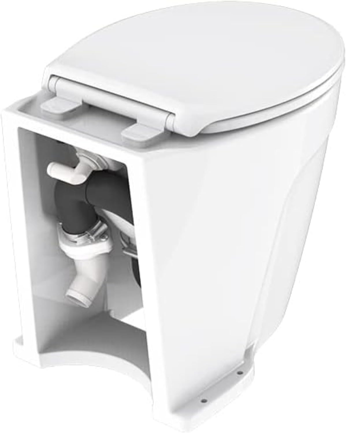 SEAFLO 12V Deluxe Electric Marine Toilet - Ceramic Bowl with Soft Close Seat & Built-In Macerator | Quiet Freshwater Flush