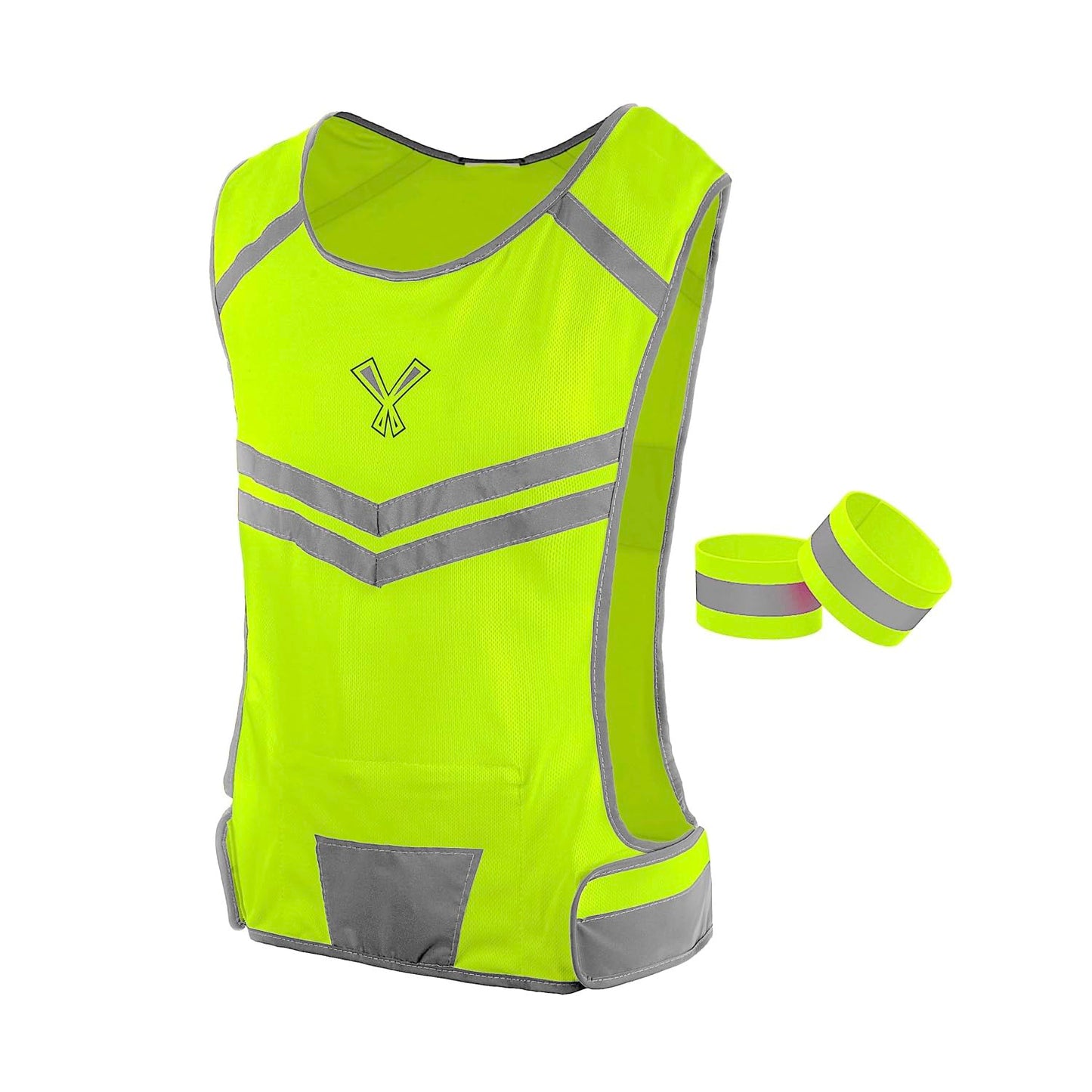 Reflective Safety Vest with Pocket & 2 Bands, High-Visibility Running Vest