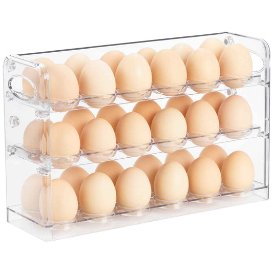 XCX Egg Holder for 36 Eggs, Egg Storage for Refrigerator, PET Egg Container for Kitchen Countertop, Egg Dispenser, Egg Tray, Clear