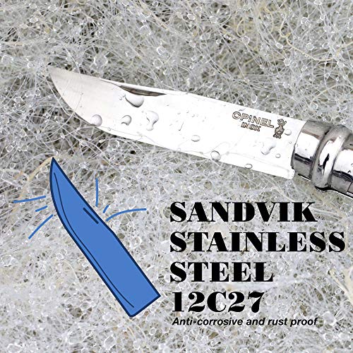 Opinel 7.6-inch Stainless Steel Folding Pocket Knife with Olivewood Handle - No. 08