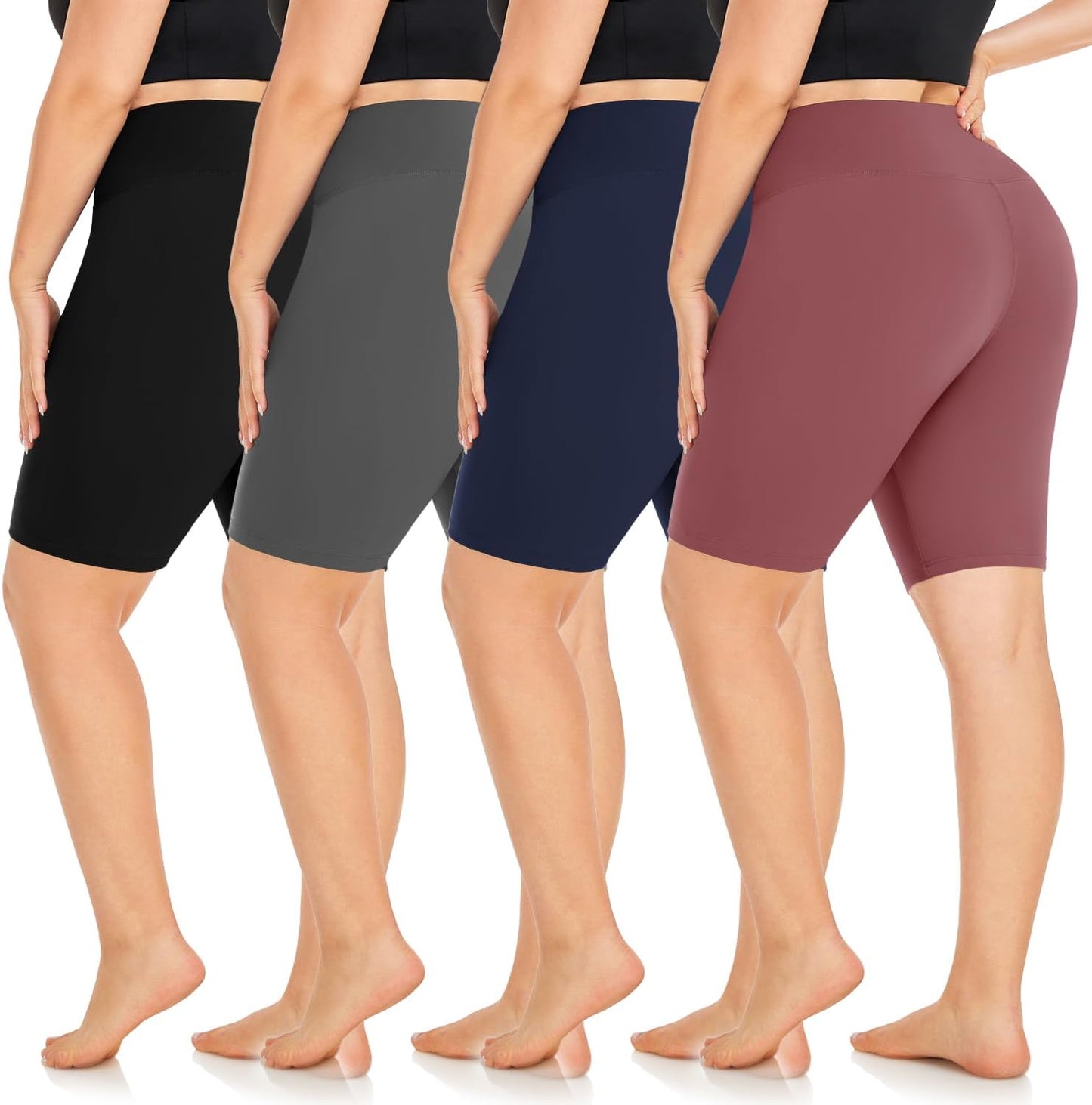 MOREFEEL Plus Size Biker Shorts for Women XL-4XL - High Waisted, Non-See Through, Super Soft Yoga Shorts