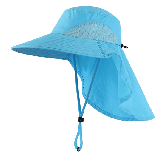 Home Prefer Outdoor UPF50+ Sun Hat Wide Brim Mesh Fishing Hat with Neck Flap