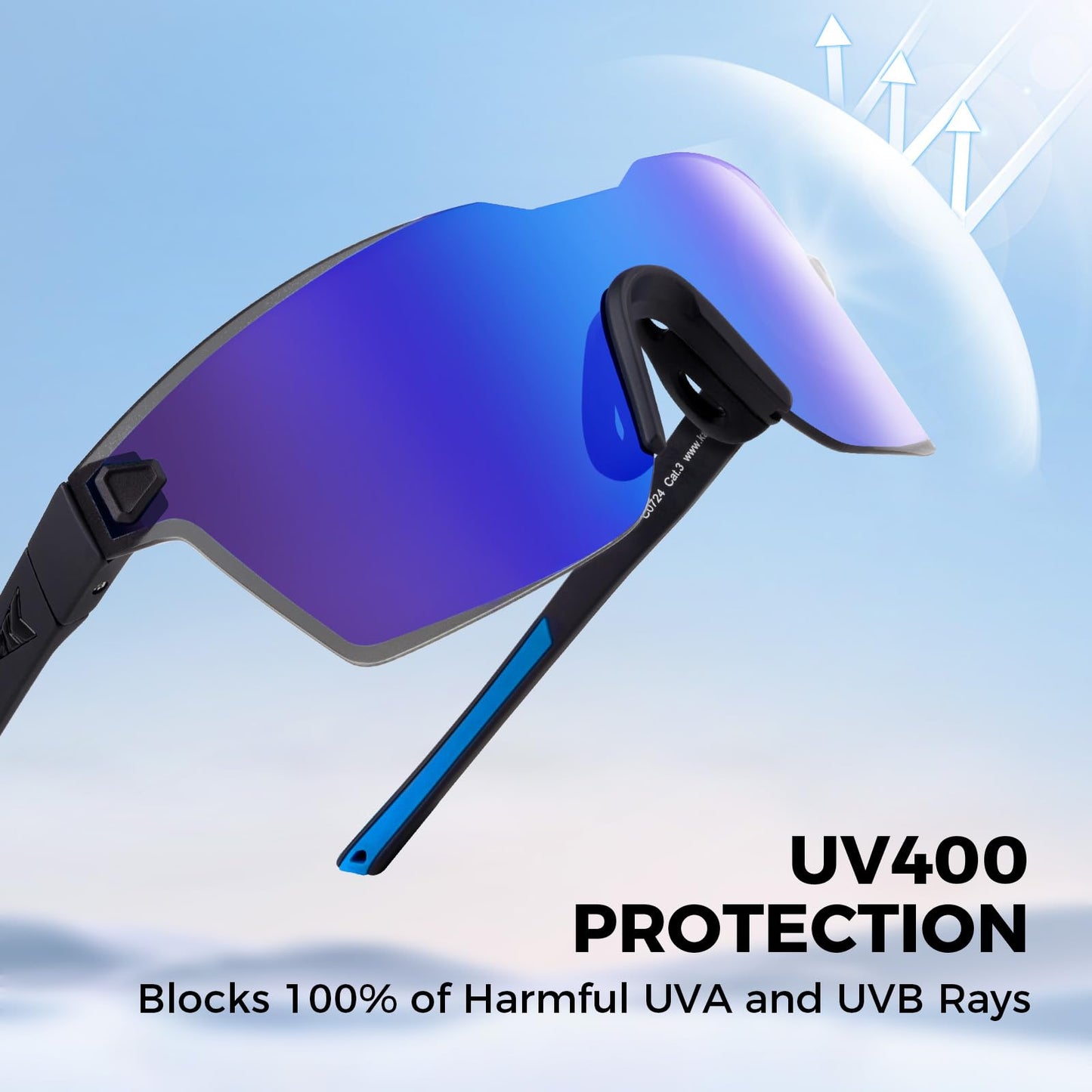 KastKing Tarkio Polarized Fishing Sunglasses, Large Single PC Lenses, Rimless Wrap Design, UV400 Protection Sports Sunglasses