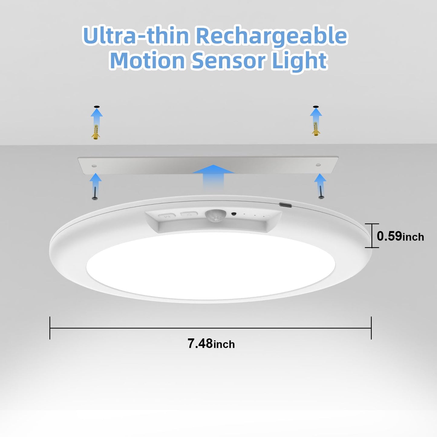 Rechargeable Motion Sensor Closet Light with Remote - Motion Sensor Light Battery Powered, 400LM Wireless Closet Lights Motion Sensored for Closets Shower Bathroom Hallway Pantry,3000K-6500K