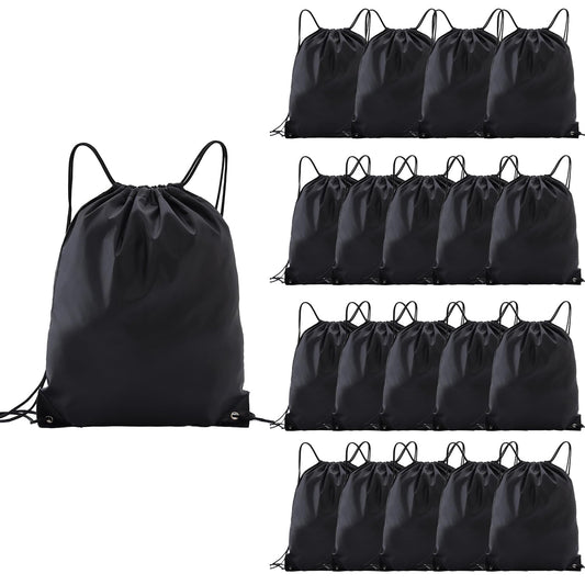 Haokuaile Drawstring Backpacks, 20 Pack — Ideal for Parties, Classroom Activities, Group Events & Giveaways (20, Black)
