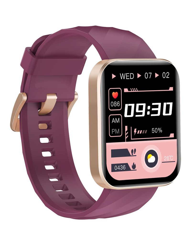 Smart Fitness Tracker Watch with Bluetooth Call, 1.85-inch Display, Heart Rate Monitor, Sleep Tracking, Purple, IP68 Waterproof, for Women