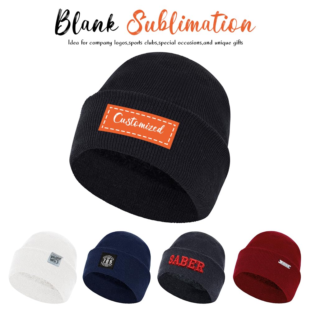 ZH 6 Pack Men's Winter Knit Beanies with Fleece Lining, Warm Stretchy Skull Caps for Cold Weather, Unisex Thermal Hats Black