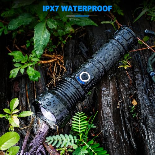 KINGCAESAR Rechargeable LED Flashlight 90,000 Lumens, Waterproof 2-Pack