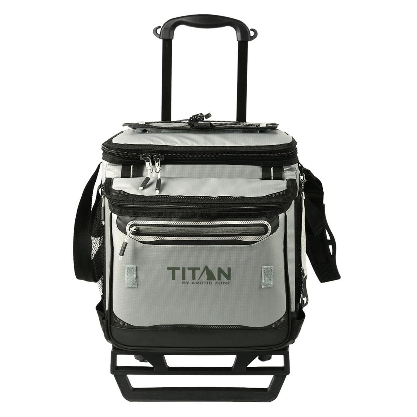 Titan by Arctic Zone Collapsible Wheeled Soft Sided Cooler with Detachable Rolling AT Cart, Insulated Bag with Leak Proof Lining, for Travel, Beach, Picnic, 60 Can Capacity, Seagrass