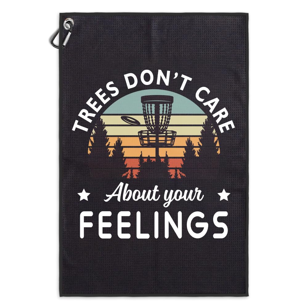 Msticey Tree Don't Care About Your Feelings Printed Microfiber Towel, Disc Golfer Gift for Dad, Father's Day, Disc Golf Accessories