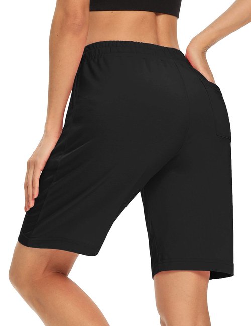 DIBAOLONG Plus Size 8’’ Bermuda Shorts with 3 Pockets Casual Long Shorts for Women Knee Length Summer Lounge Black 5XL