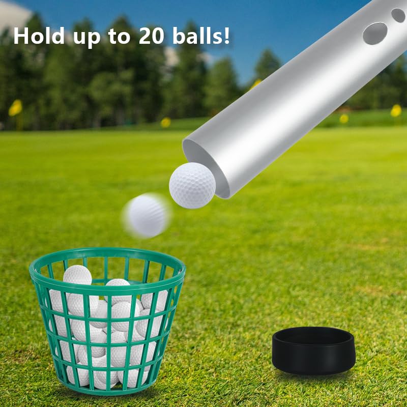 LOVACE Silver Aluminum Golf Ball Retriever, 34.8-Inch, Holds 20 Balls