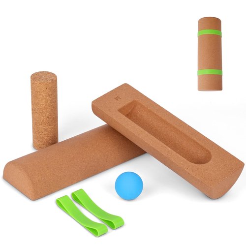 Craftspire Cork Balance Board, Ankle Stability Trainer & Foot Strengthener, Textured Natural Cork Wobble Board for Proprioception, Mobility & Physical Therapy, Balance Trainer for Adults & Seniors, Home Gym Fall-Prevention Training