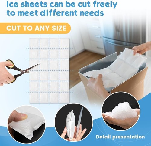 WAQIWARON Ice Sheets for Coolers Reusable - Ice Pack Sheets - Ice Mat with Flexible 96 Ice Cube Packs - Ice Blanket Large Flat Freezer Long Lasting Ice Packs for Cooler