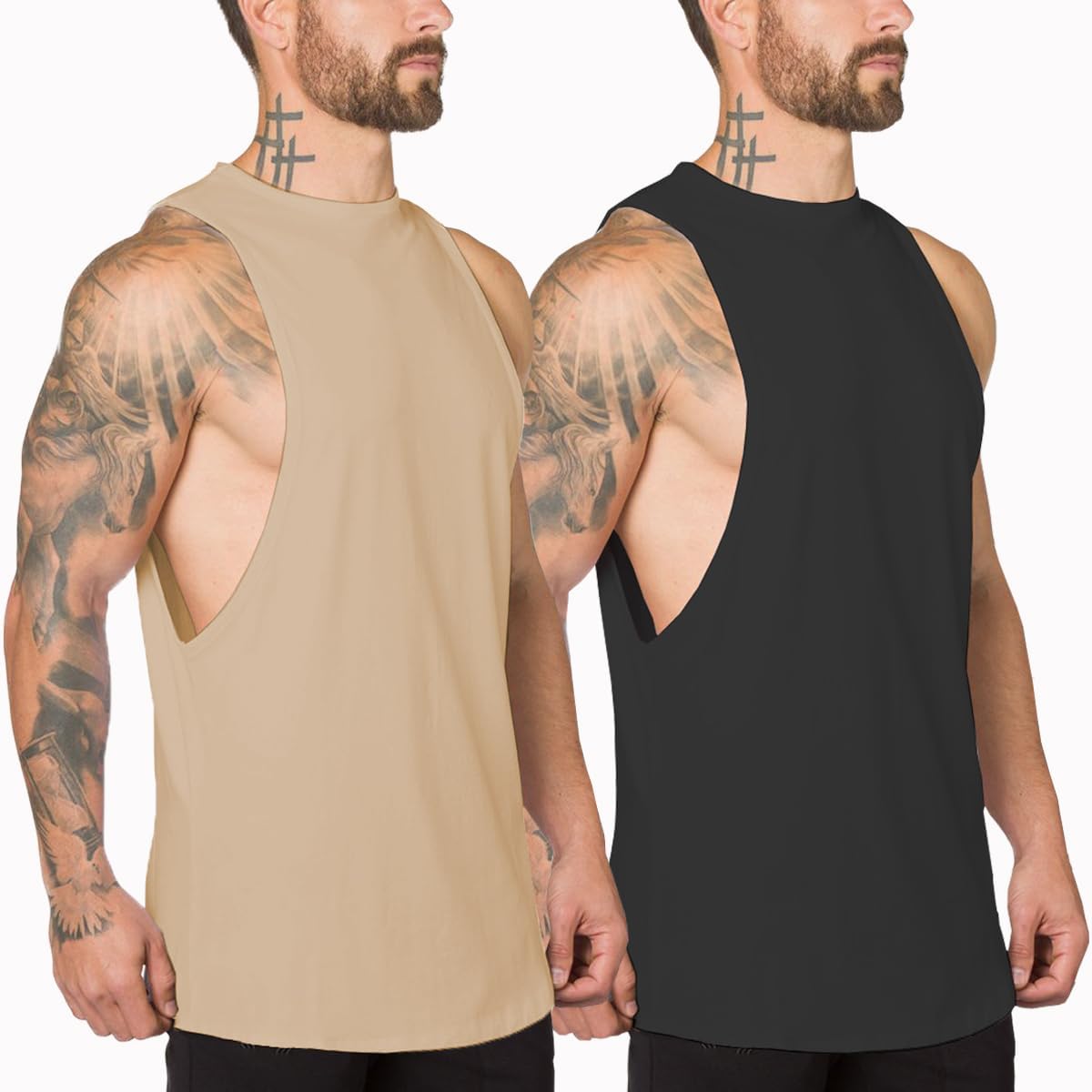 Skiennix Men's Muscle Cut Off Gym Stringer Tank Tops - Bodybuilding Fitness Tees | 1/2/3 Pack