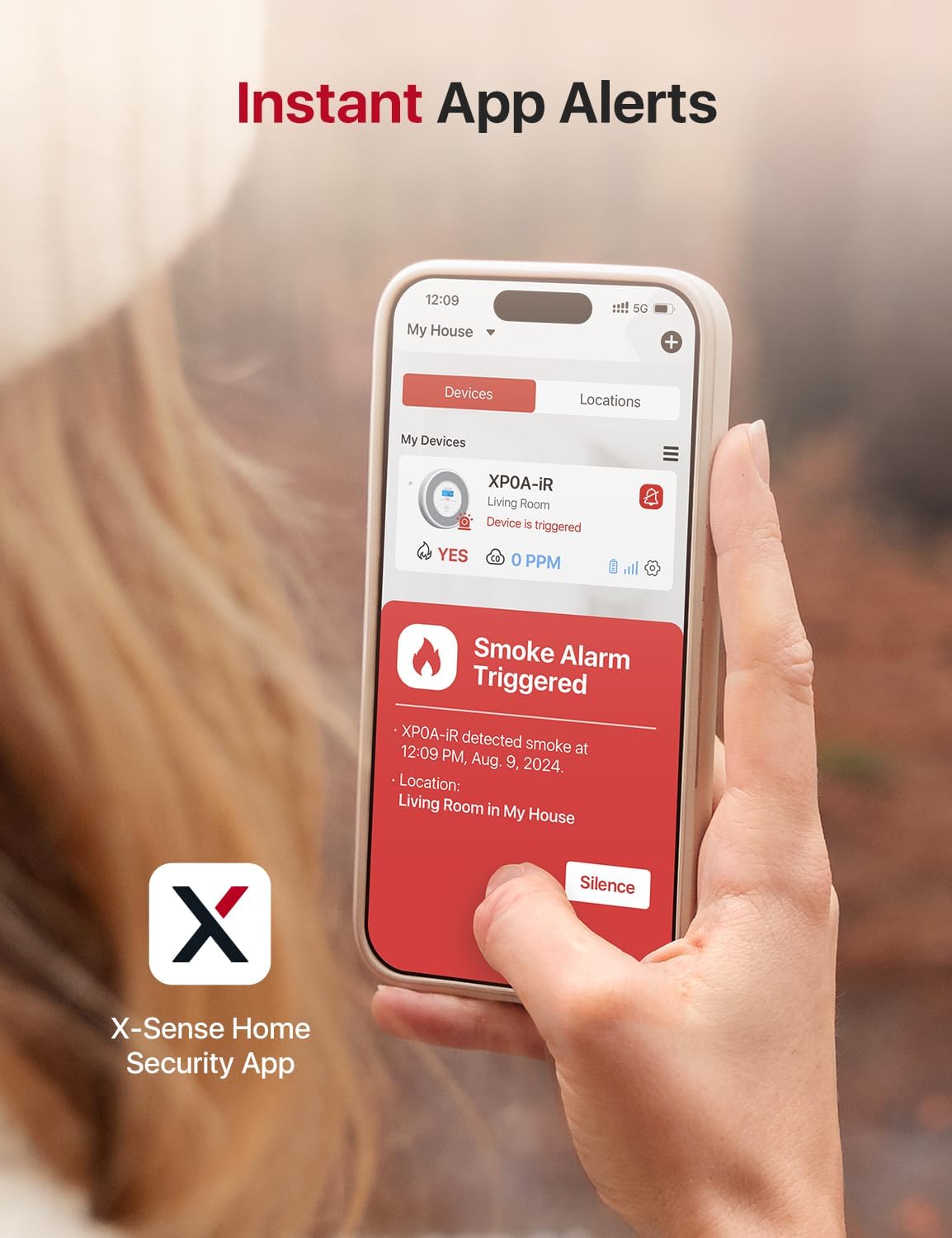 X-Sense Wi-Fi Smart Smoke & Carbon Monoxide Detector with Voice Alerts - Real-Time App Notifications, Model XP0A-iR