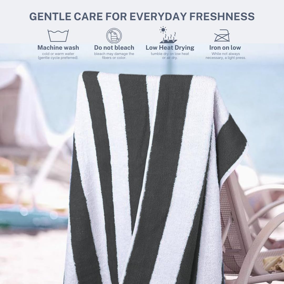9Threads Cotton Turkish Beach Towel with Towels Oversized 30"x60" Pool Absorbent Extra Large Quick Dry Sand Travel Towel (Cabana Mix, 4 Pack)