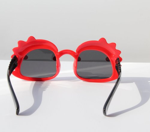 EYEGLASSTOR Dinosaur Cartoon Toddler Sunglasses for Kids Aged 2-6, Red & Black Dark Lenses, UV400 Protection, Secure Fit for Outdoor Play