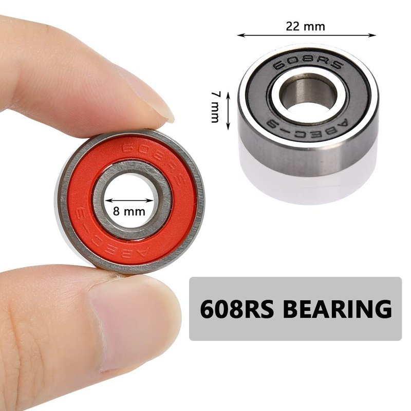 TIMESETL 20 Pack 608-2RS Ball Bearings, Double Rubber Sealed Miniature Deep Groove 608RS Bearings for Skateboards, Inline Skates, Scooters, Roller Blade Skates, 8 x 22 x 7mm