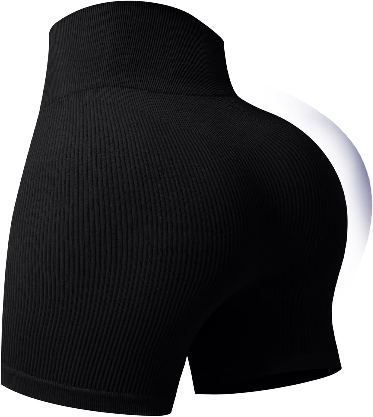 Skiennix Women's High Waist Ribbed Biker Shorts - Seamless Tummy Control Yoga Shorts for Fitness