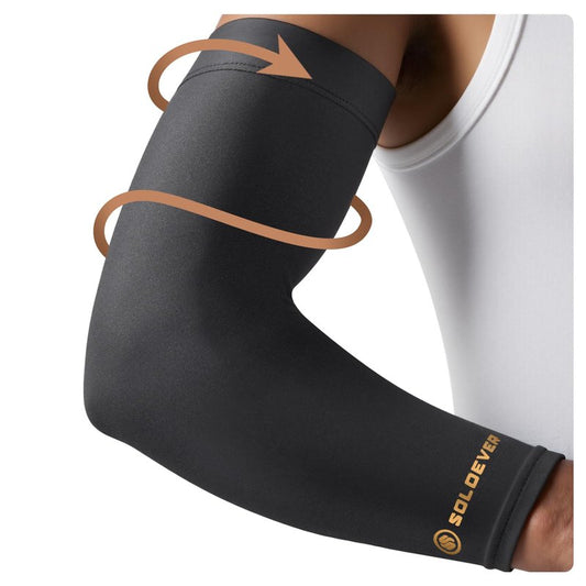 [360° Full Compression] Copper Arm Sleeves for Men & Women, [Ultra Breathable] Arm Brace for Forearm, Bicep, Triceps, Tennis Elbow, Basketball, Golf, Arthritis, Tendonitis, Bursitis (Black, L/XL)