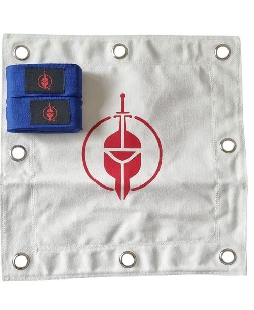 Hoplite Sports Bundle Set with Wall Mount Canvas Punch Bag & Hand Wraps for Training Heavy Duty Fitness Punch Bag for Boxing, Martial Arts 2 Piece (Blue)