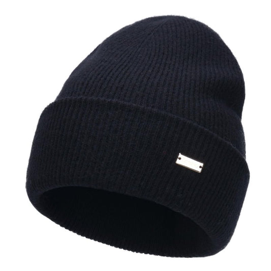 jaxmonoy 100% Merino Wool Knit Winter Beanie Hats for Women Men Soft Warm Double Layer Slouchy Knitted Beanie Skull Cap - Black